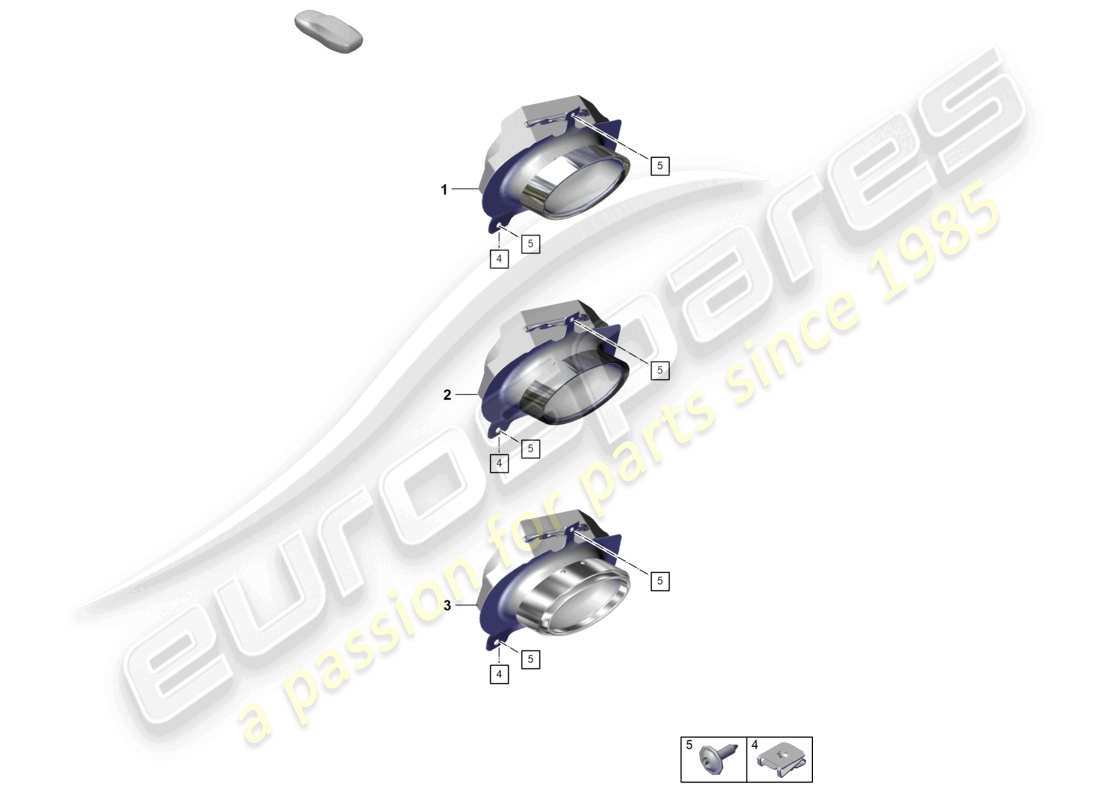 porsche 2022 (992-1 turbo / s) exhaust tail pipe for sports exhaust system part diagram