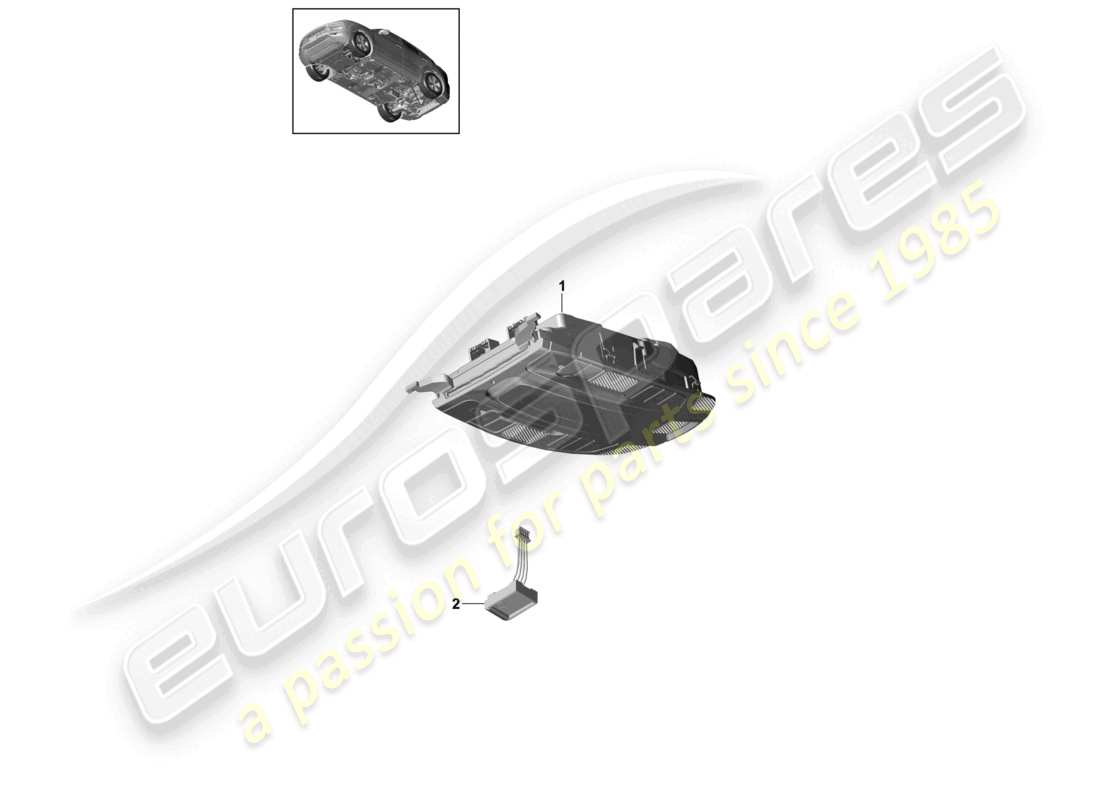 porsche 2024 (cayenne e3 9ya/9yb) roof console front parts diagram