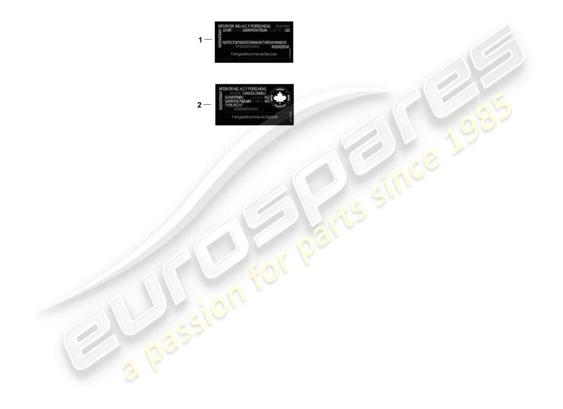 porsche 2025 (panamera 976) data tag safety certificate part diagram