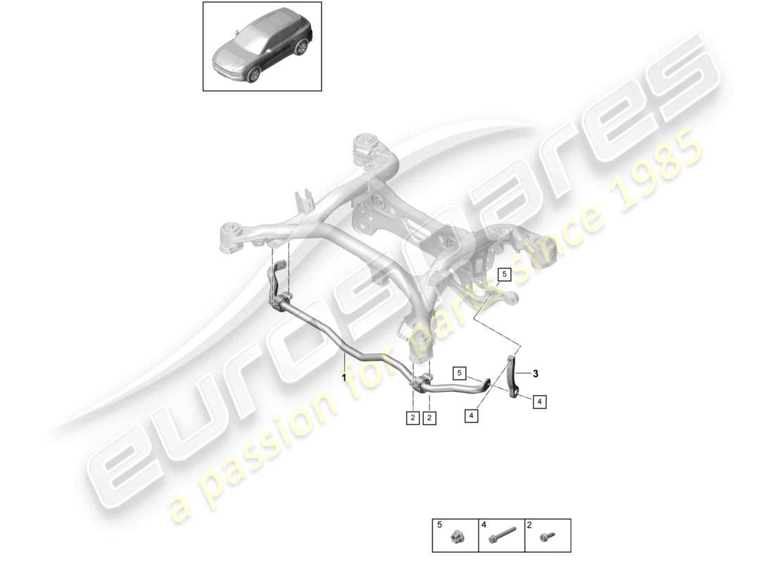 porsche 2024 (cayenne e3 9ya/9yb) anti-roll bar rear axle parts diagram