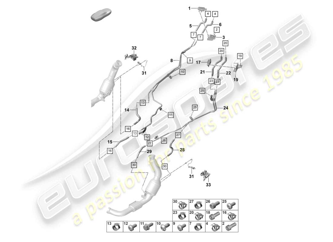 porsche 2022 (panamera 971-2) exhaust system exhaust gas treatment system sensors for vehicles with a petrol particulate filter part diagram