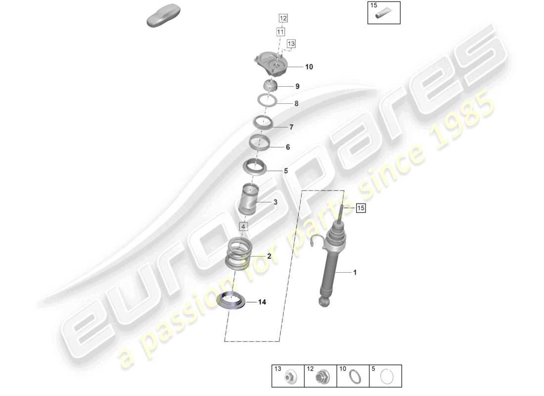 porsche 2023 (992-1 gt3/rs/st) suspension shock absorbers part diagram