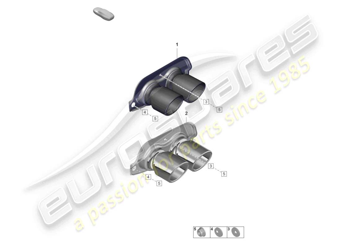 porsche 2021 (992-1 gt3/rs/st) exhaust tail pipe part diagram