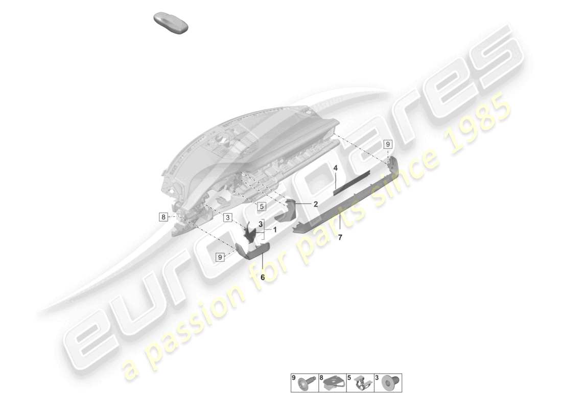 porsche 2022 (992-1 gt3/rs/st) accessories dashboard part diagram