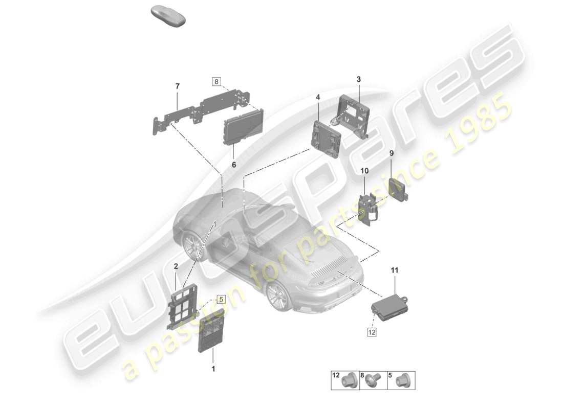 porsche 2024 (992-2 turbo / s) control units control unit (bcm) for conv. system & ob power supply control unit for driver assist systems part diagram
