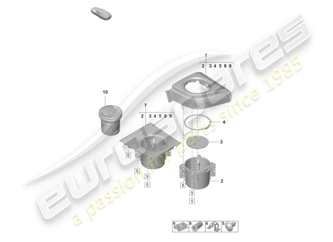 porsche 2022 (taycan 9j1-1) drinks holder ashtray insert centre console part diagram