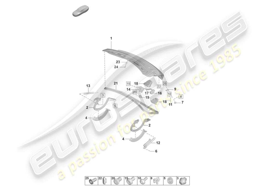 porsche 2020 (taycan 9j1-1) rear lid part diagram
