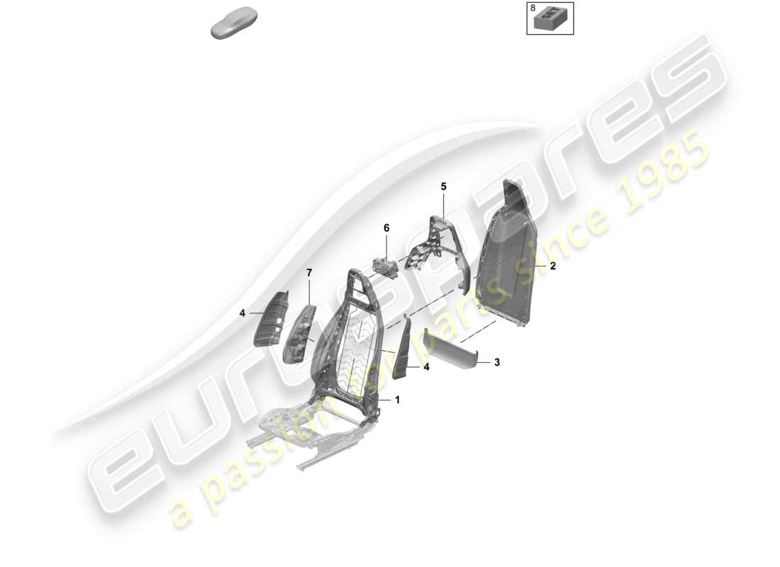 porsche 2026 (macan-e) backrest frame backrest cover standard seat comfort seat part diagram