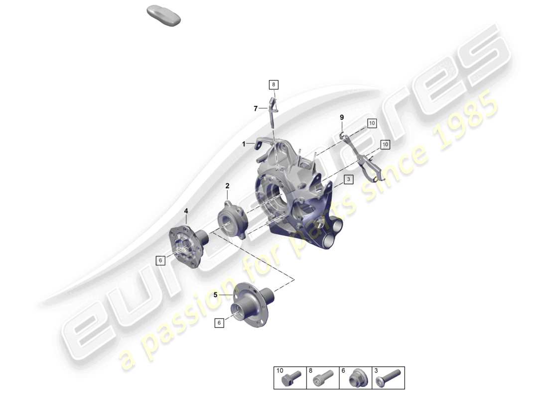 porsche 2022 (992-1 turbo / s) rear axle wheel bearing with assembly parts wheel hub part diagram