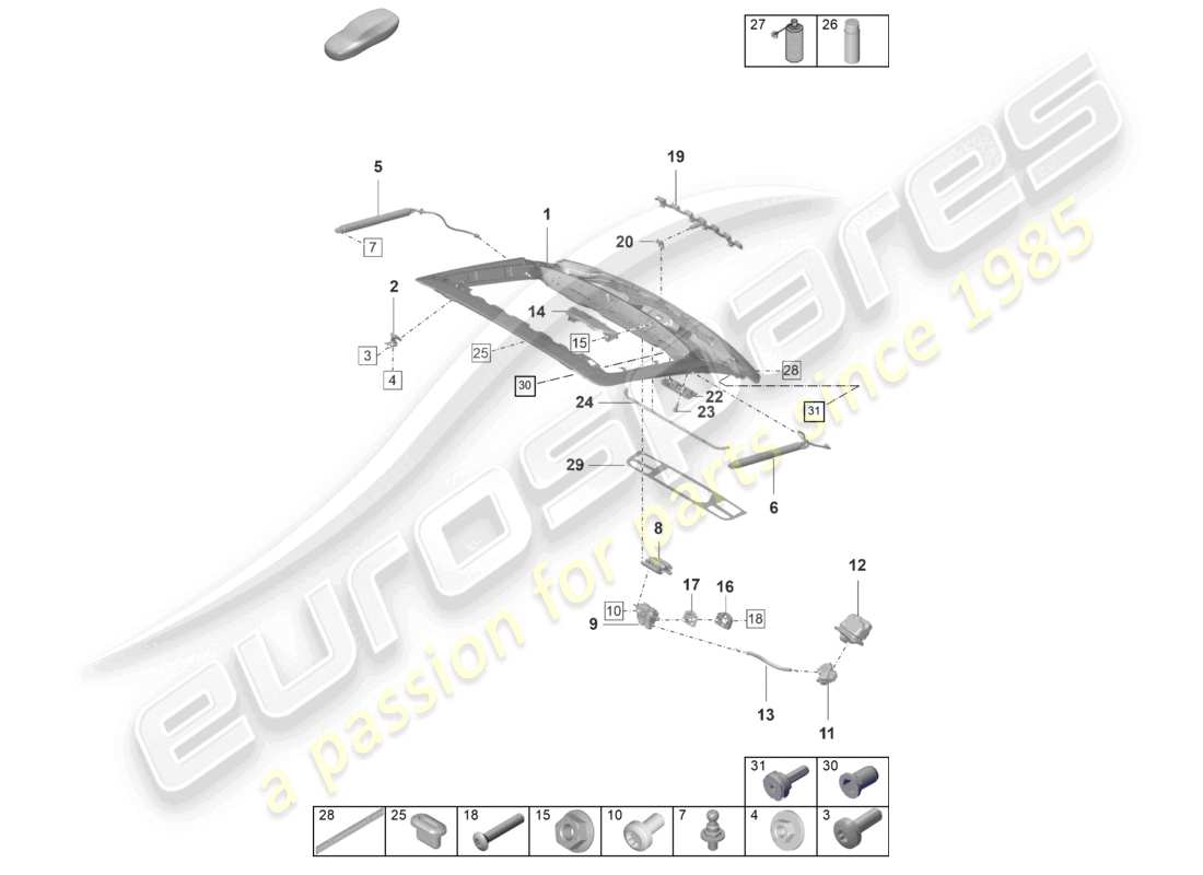 porsche 2024 (panamera 971-2) cover rear rear lid part diagram