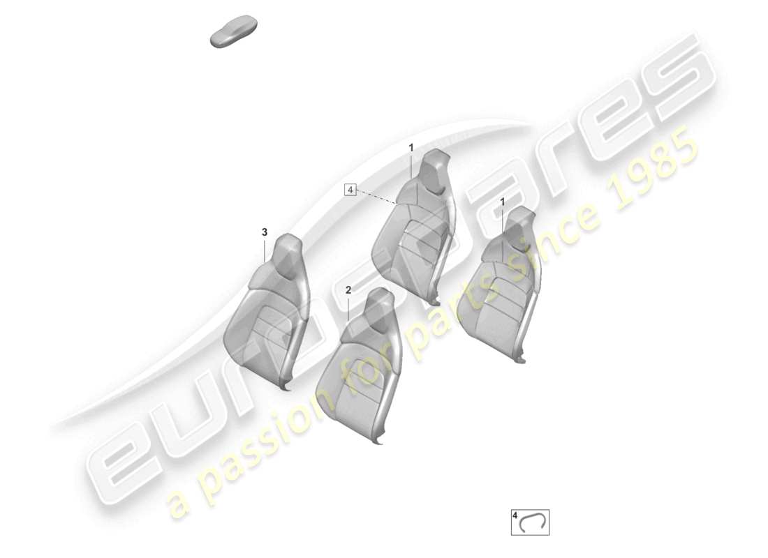porsche 2021 (taycan 9j1-1) foam sect. for rest side supp. backrest cover standard seat part diagram