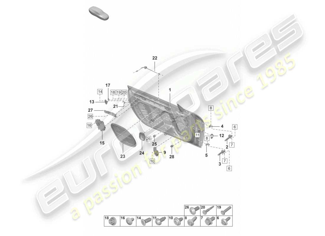 porsche 2022 (992-1 gt3/rs/st) door shell part diagram