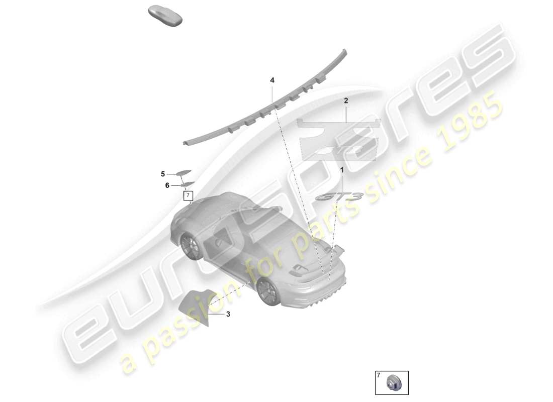 porsche 2025 (992-2 gt3/rs/st) inscriptions/lettering part diagram