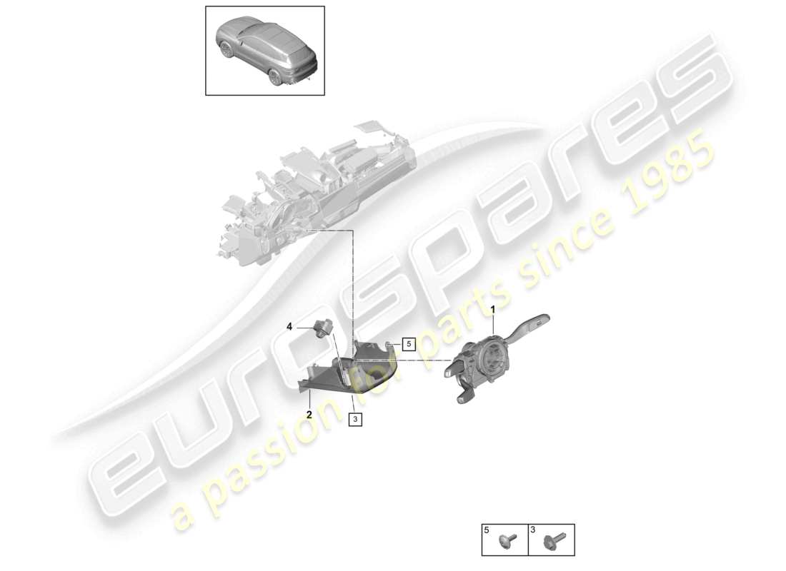 porsche 2023 (cayenne e3 9ya/9yb) steering column switch parts diagram