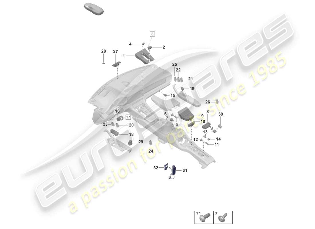 porsche 2022 (panamera 971-2) control panel air conditioning control switch multiple switch voltage converter part diagram