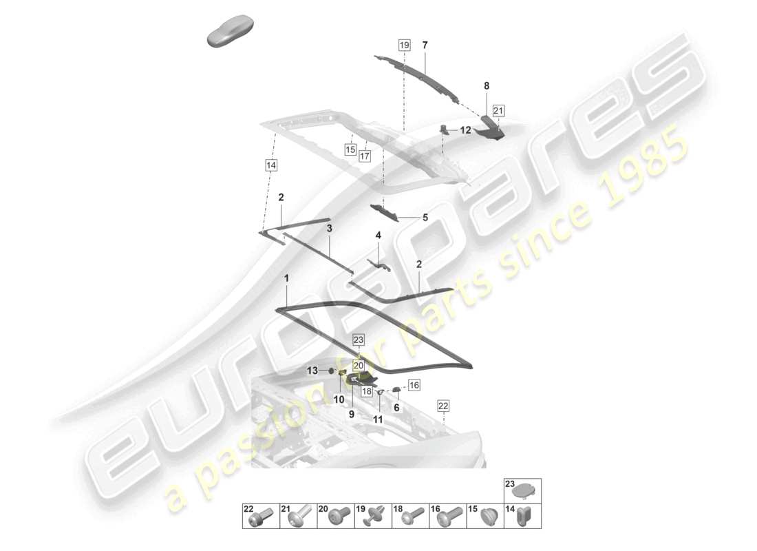 porsche 2023 (panamera 971-2) gaskets sound absorber rear lid part diagram