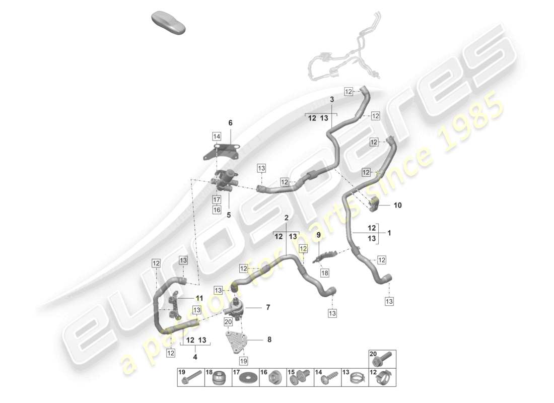 porsche 2023 (panamera 971-2) heater basic coolant hoses for petrol heater part diagram