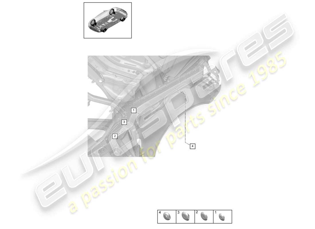 porsche 2021 (panamera 971-1) bungs inner front end parts diagram