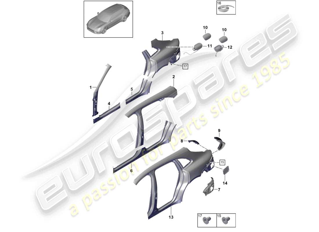 porsche 2021 (panamera 971-1) side part outer part diagram