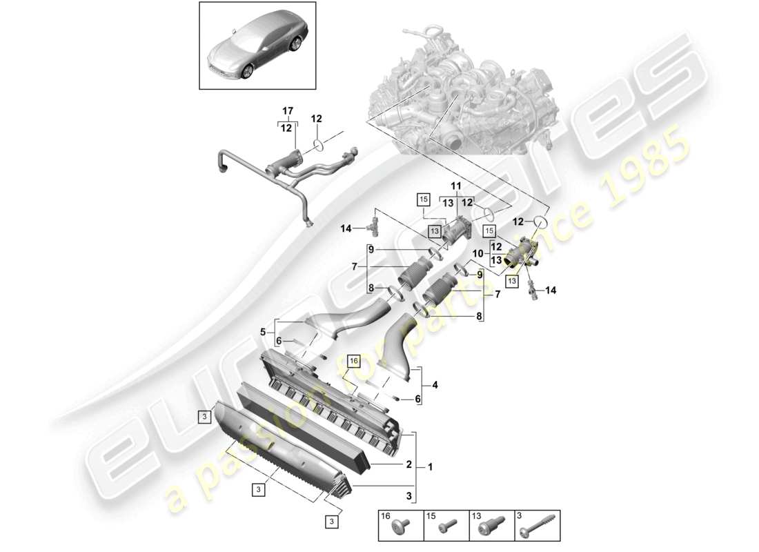 porsche 2021 (panamera 971-1) air filter housing intake hose intake manifold part diagram
