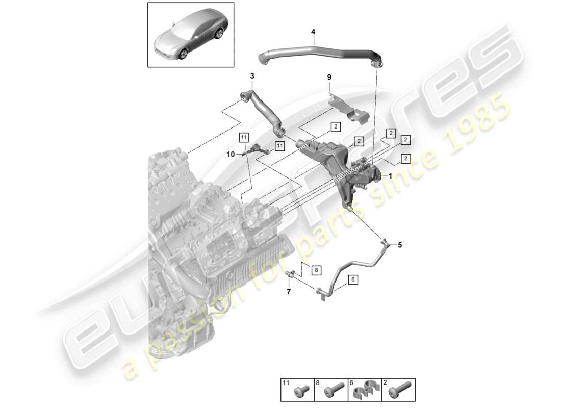 porsche 2021 (panamera 971-1) crankcase housing ventilation parts diagram