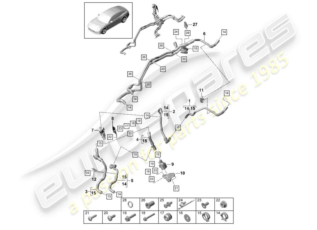 porsche 2021 (panamera 971-1) heater right side member hybrid parts diagram