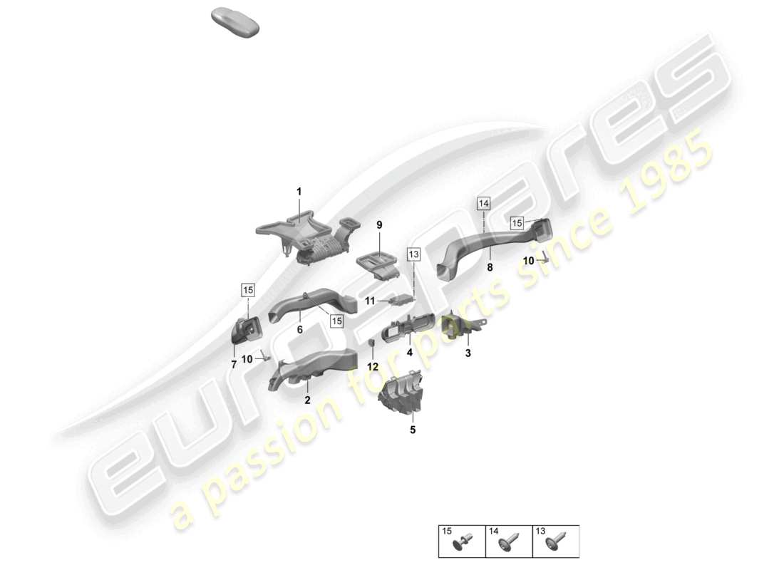 porsche 2025 (macan-e) air guide dashboard centre console parts diagram