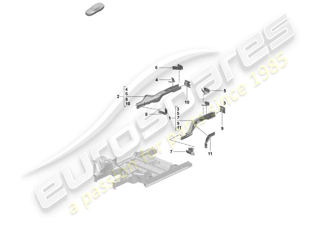 porsche 2025 (macan-e) side member rear end parts diagram