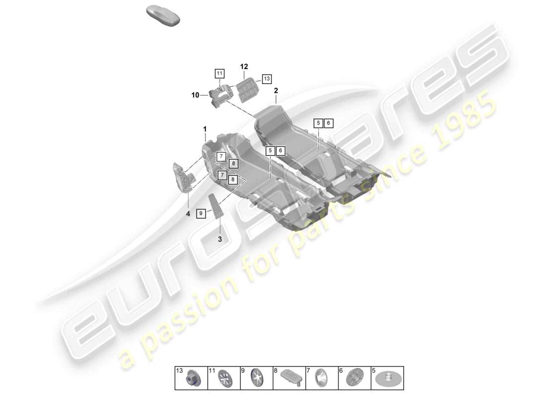 porsche 2020 (taycan 9j1-1) flooring (carpet) trims part diagram