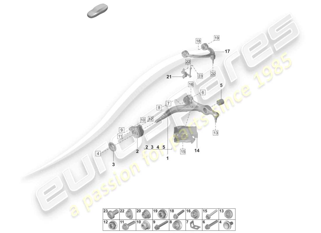 porsche 2023 (panamera 971-2) wishbone part diagram