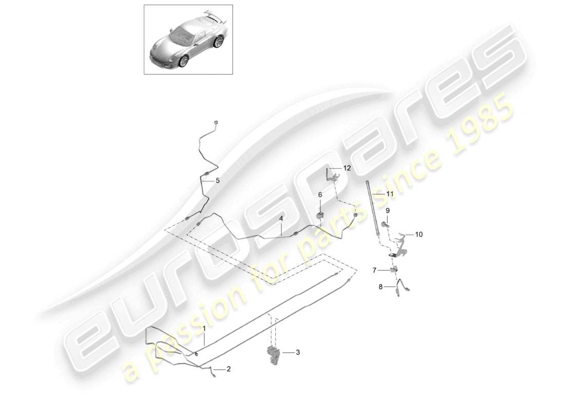 porsche 2021 (991-2 r/gt3/rs) brake line center underbody rear d >>- mj 2017 part diagram