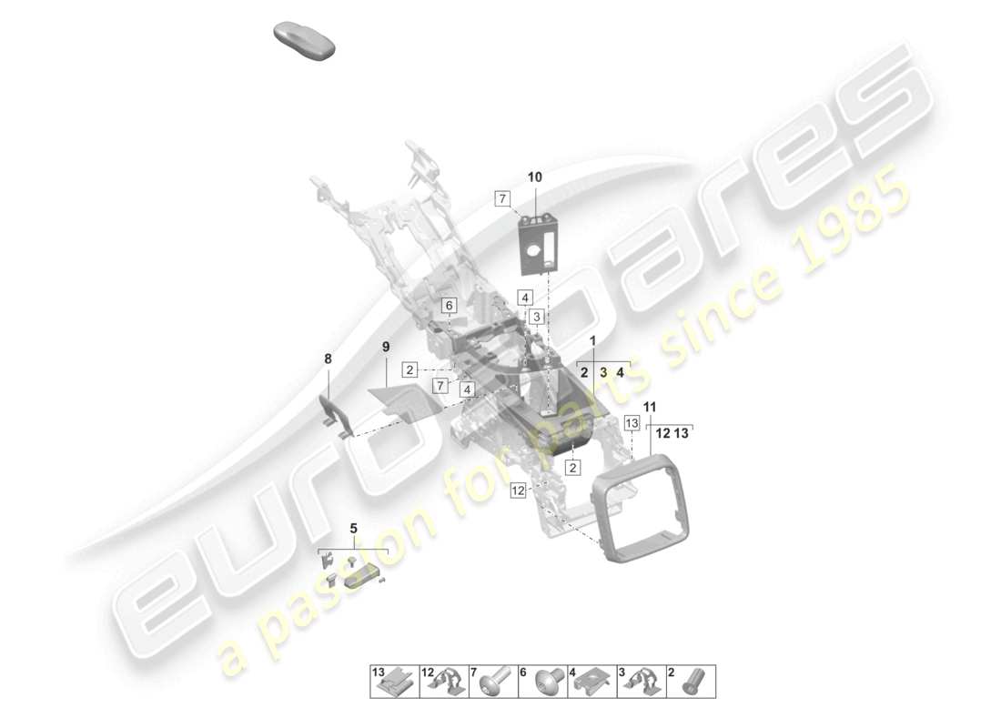 porsche 2021 (taycan 9j1-1) stowage compartment trim rear part diagram