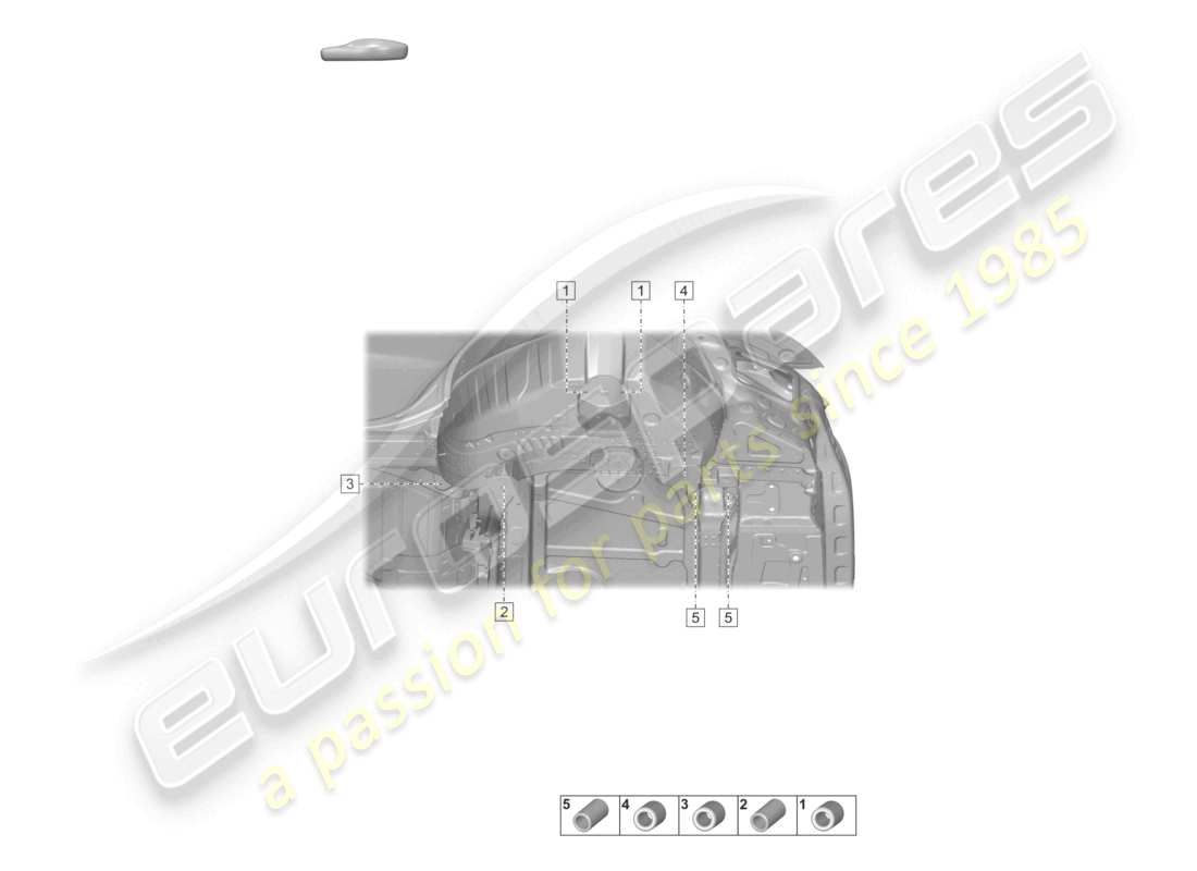 porsche 2021 (taycan 9j1-1) rear end rear side member cross member w/ axle support part diagram