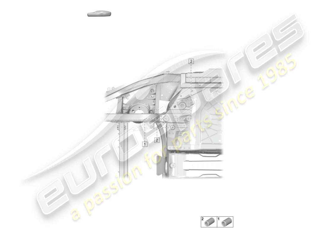 porsche 2021 (taycan 9j1-1) front axle support front anti-roll bar high-voltage battery part diagram