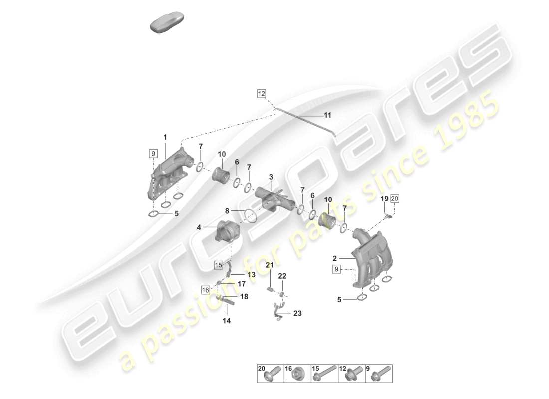 porsche 2021 (992-1) intake air distributor throttle valve part diagram