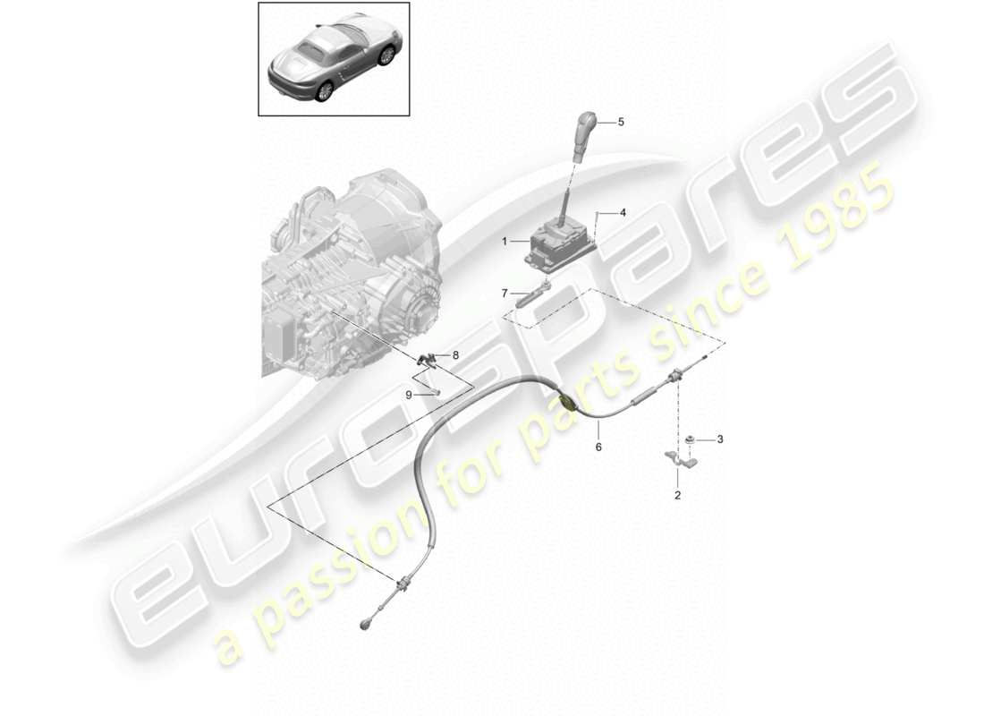 porsche 2026 (718 boxster) selector lever - pdk - part diagram