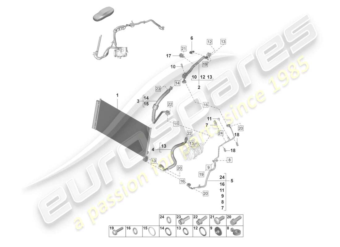 porsche 2024 (panamera 971-2) refrigerant circuit v8 bt r1234yf coolant part diagram