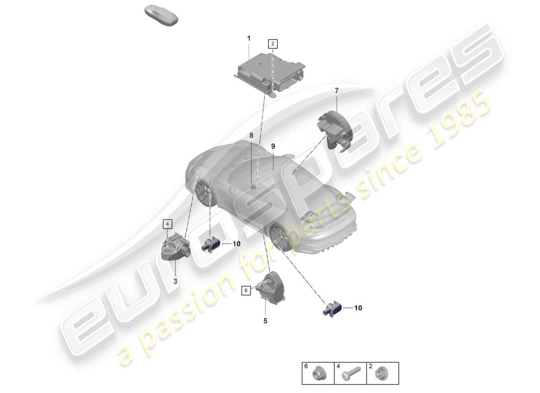 porsche 2021 (992-1 gt3/rs/st) control unit for airbag crash sensor for airbag part diagram