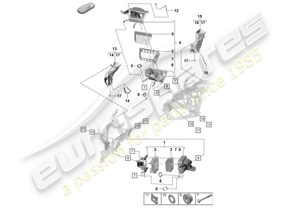 porsche 2023 (992-1 turbo / s) air filter part diagram