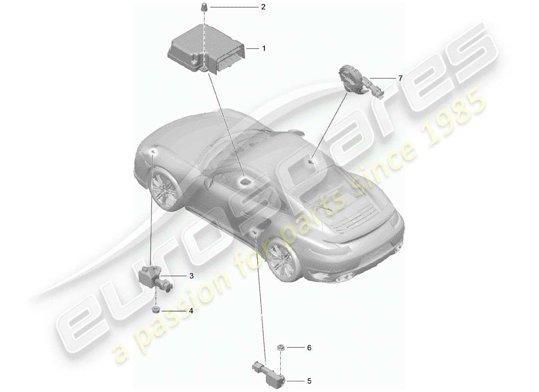 porsche 2018 (991-2 turbo) air bag control module part diagram