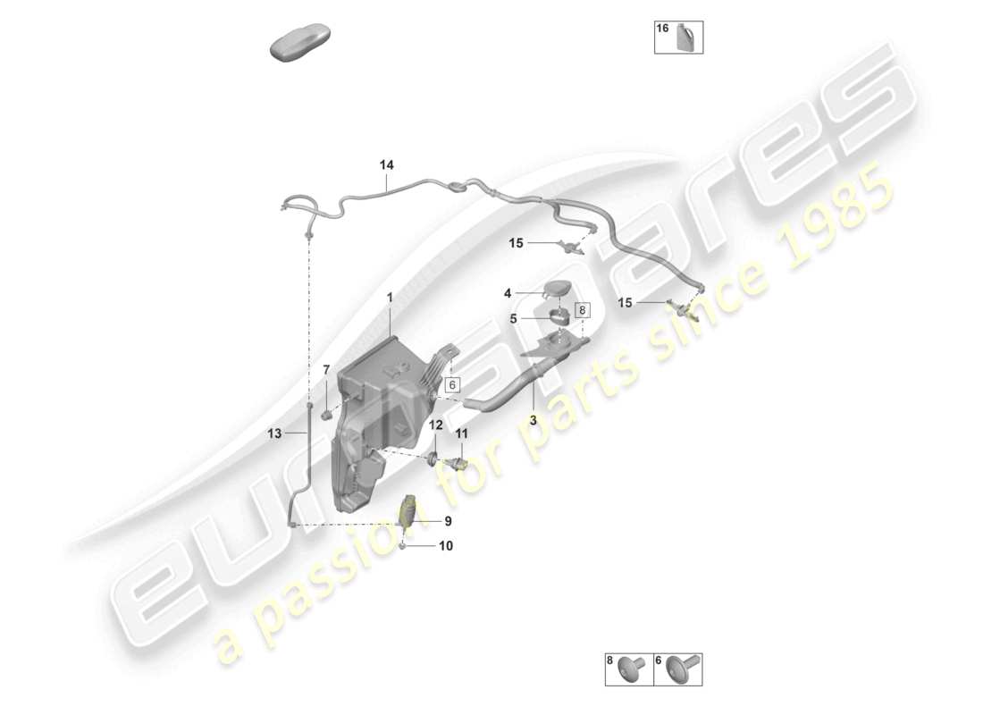 porsche 2021 (992-1 gt3/rs/st) windscreen washer system part diagram