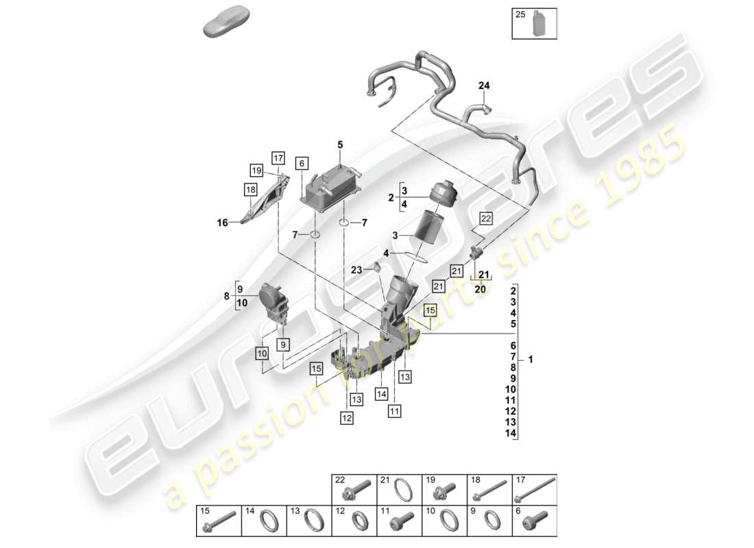 porsche 2023 (992-1 turbo / s) oil filter console engine oil part diagram