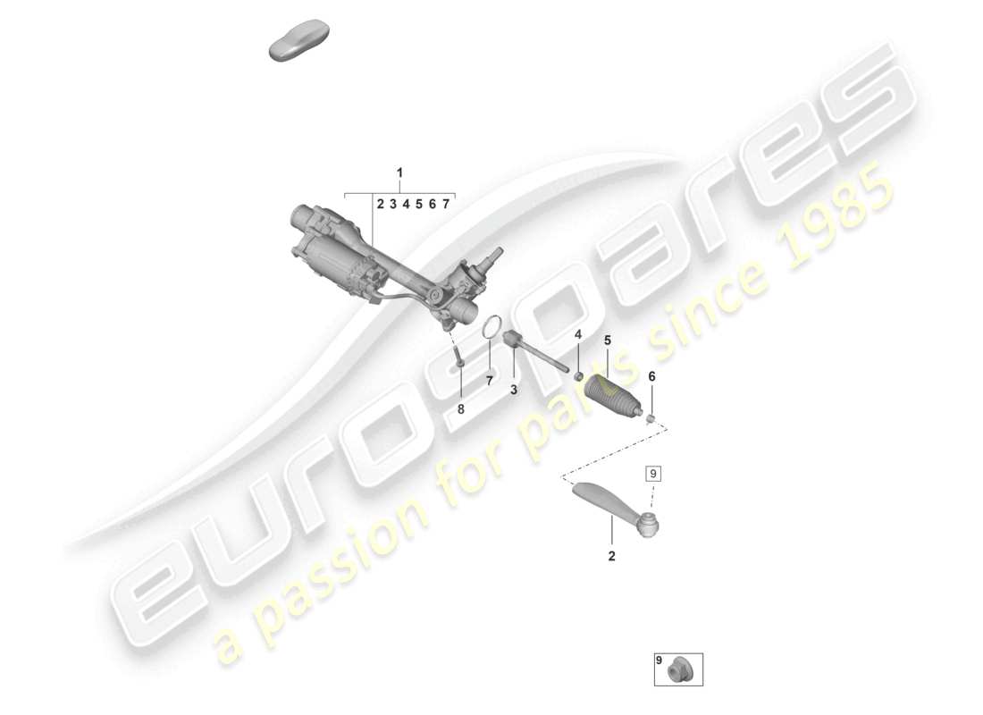 porsche 2021 (992-1 gt3/rs/st) steering gear part diagram