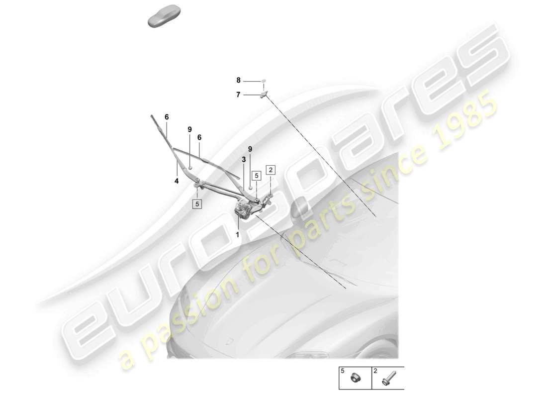 porsche 2026 (taycan 9j1-2) windscreen wiper system, compl front rain sensor part diagram