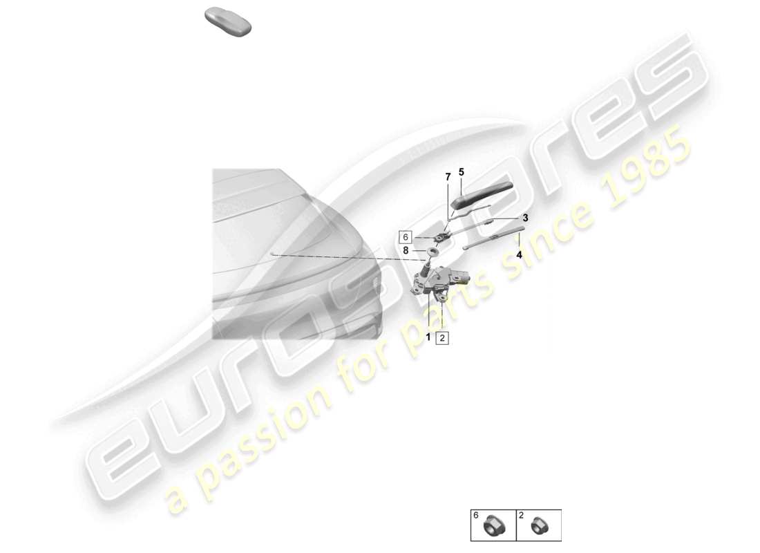 porsche 2026 (taycan 9j1-2) wiper and washer system for rear window part diagram