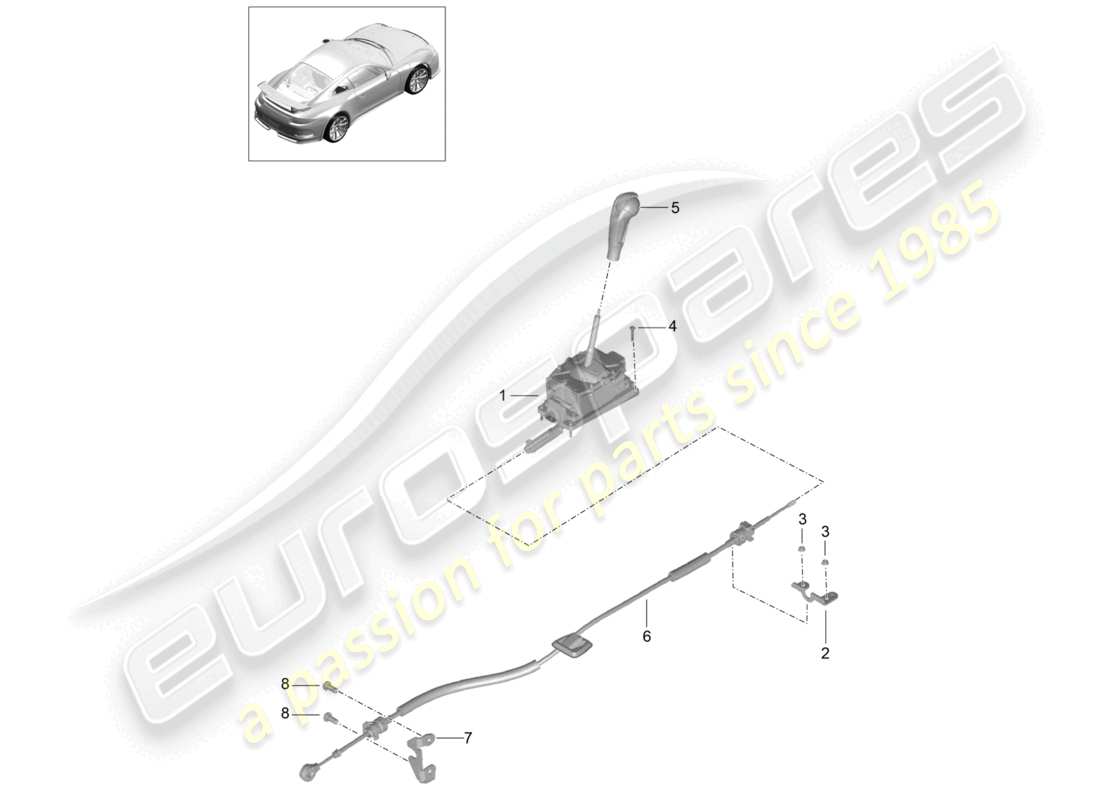 porsche 2021 (991-2 r/gt3/rs) selector lever - pdk - d - mj 2018>> part diagram