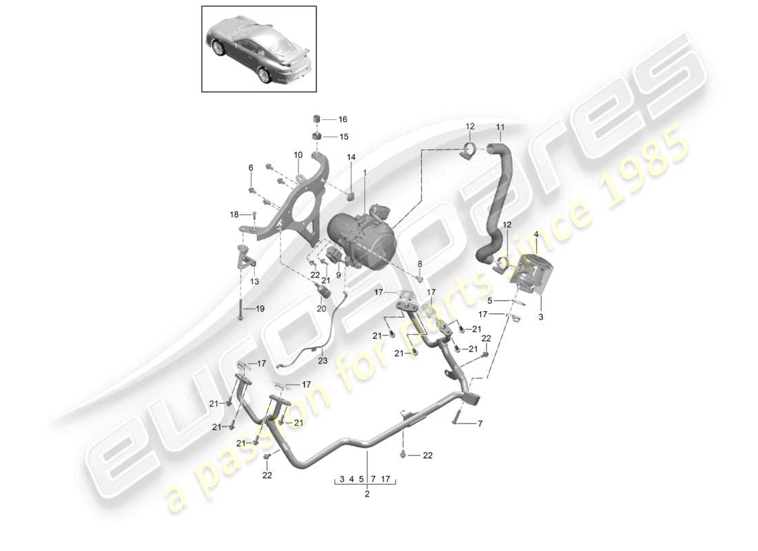 porsche 2021 (991-2 r/gt3/rs) secondary air pump part diagram