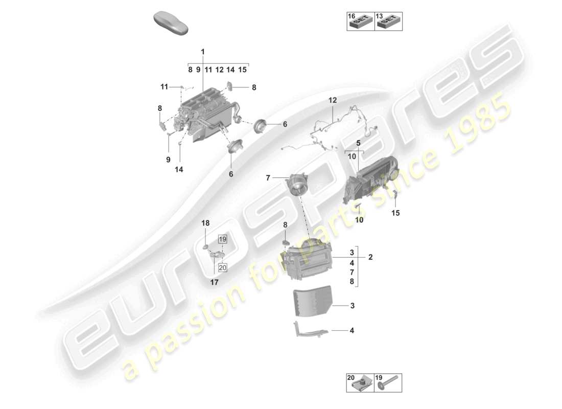 porsche 2026 (taycan 9j1-2) air conditioning lhd heat., vent. and ac system part diagram
