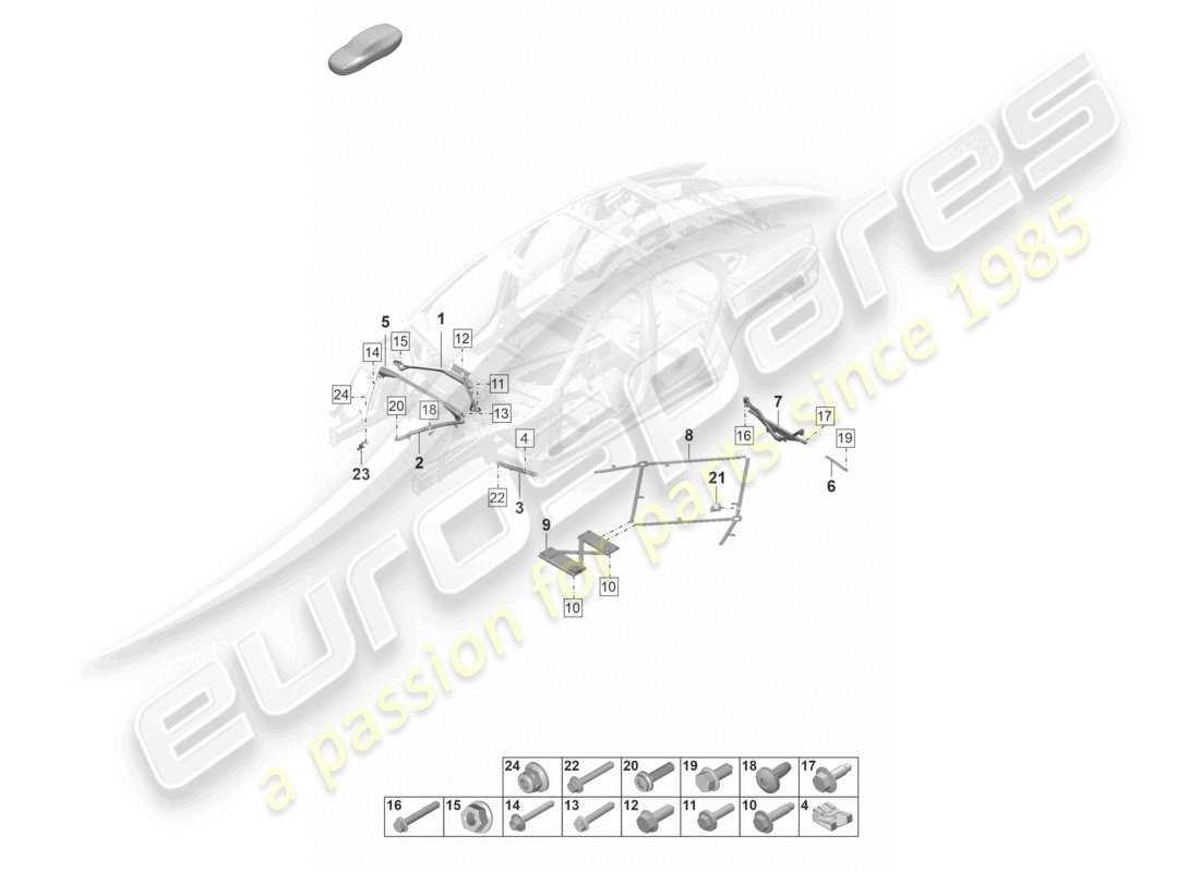 porsche 2021 (panamera 971-2) dome strut part diagram