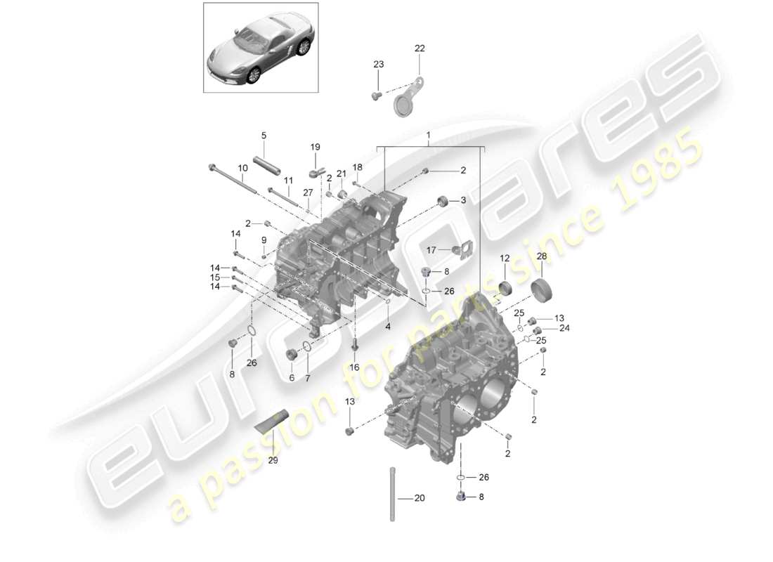 porsche 2026 (718 boxster) crankcase housing part diagram